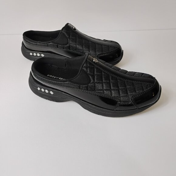 Easy Spirit Traveltime Sneaker Clogs | Black Patent Leather & Silver | Size 7.5 - Picture 4 of 13